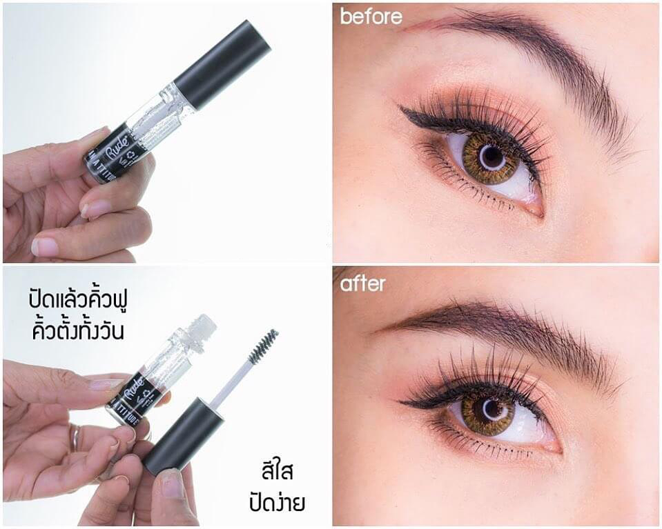 Rude Cosmetics Eyebrow Gel Mascara-Clear มาสคาร่าคิ้วแบบใส ช่วยปัดขนคิ้วให้ฟูเด้ง เช็ตตัวอยู่ทรงทั้งวัน